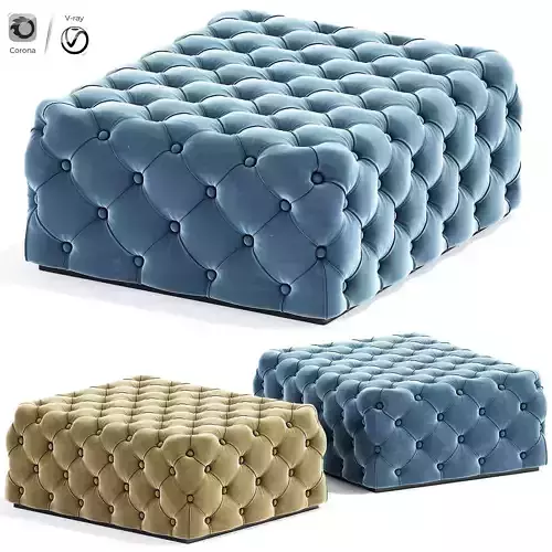 Birmingham Tufted Leather Ottoman 3D model
