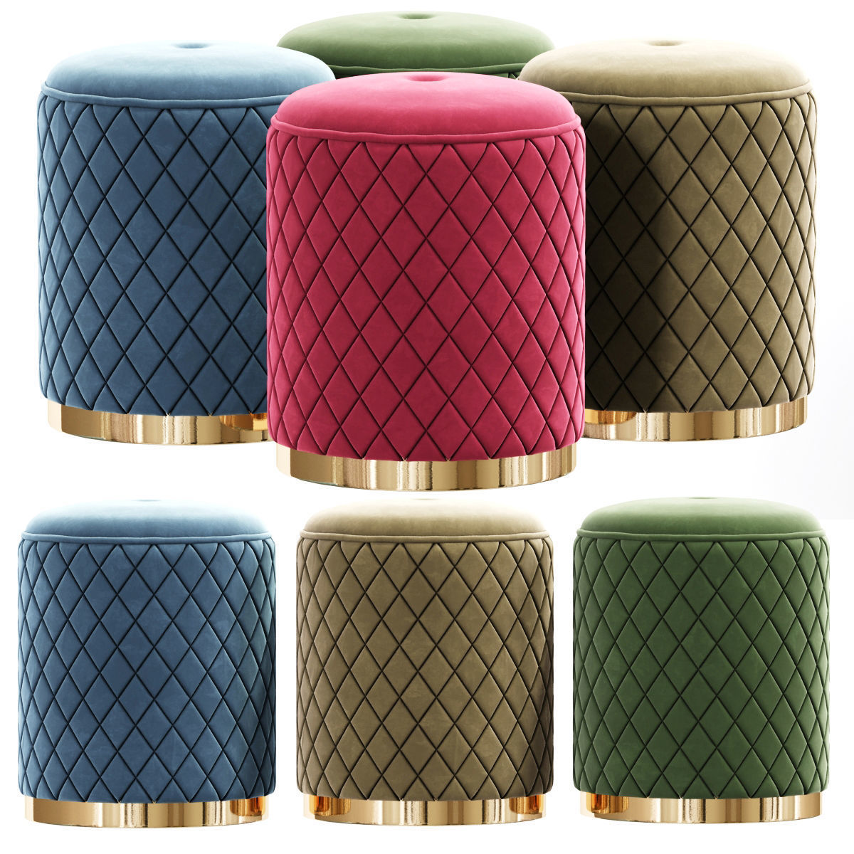 Modern Pattern Pouf 3D model_1
