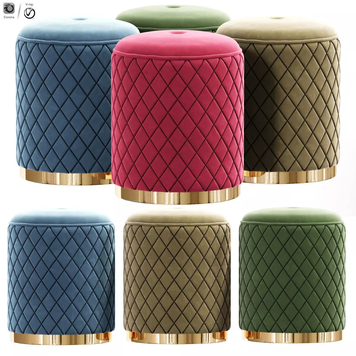 Modern Pattern Pouf 3D model_0