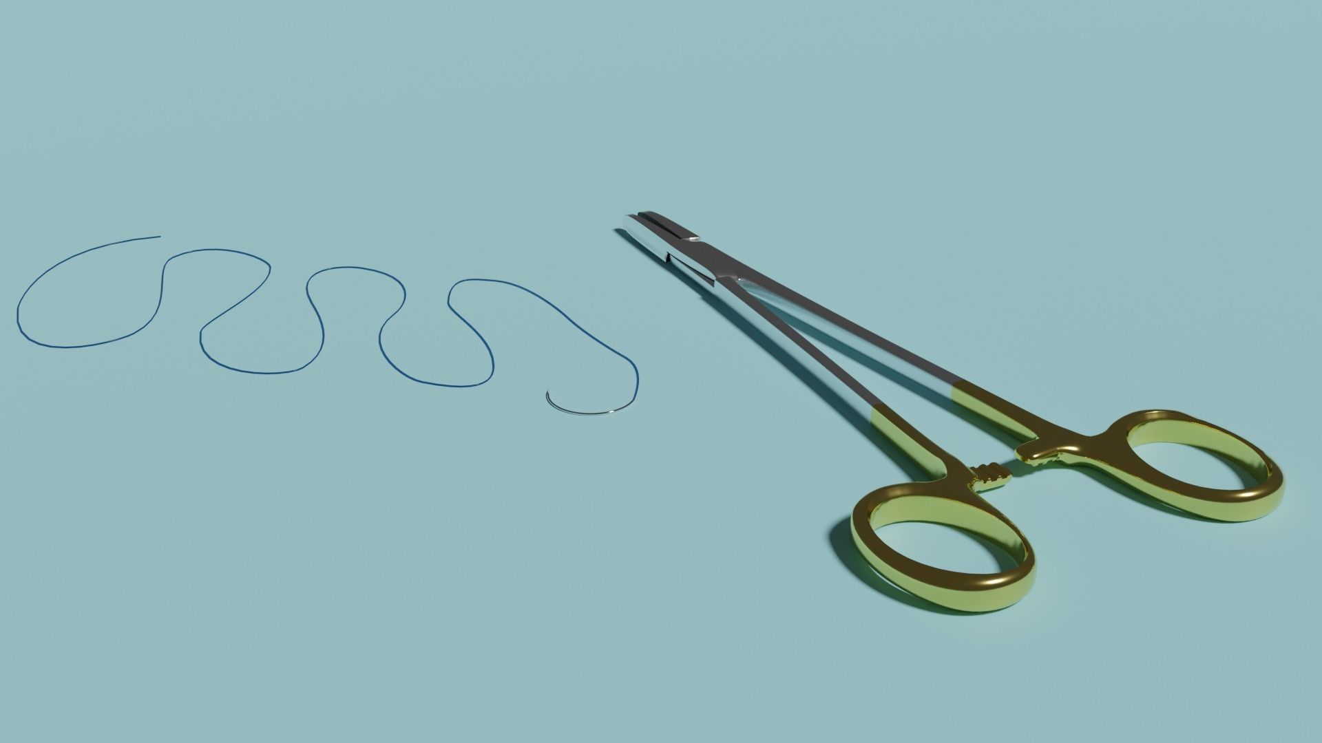 Suture forceps and needles with sutures 3D model_2