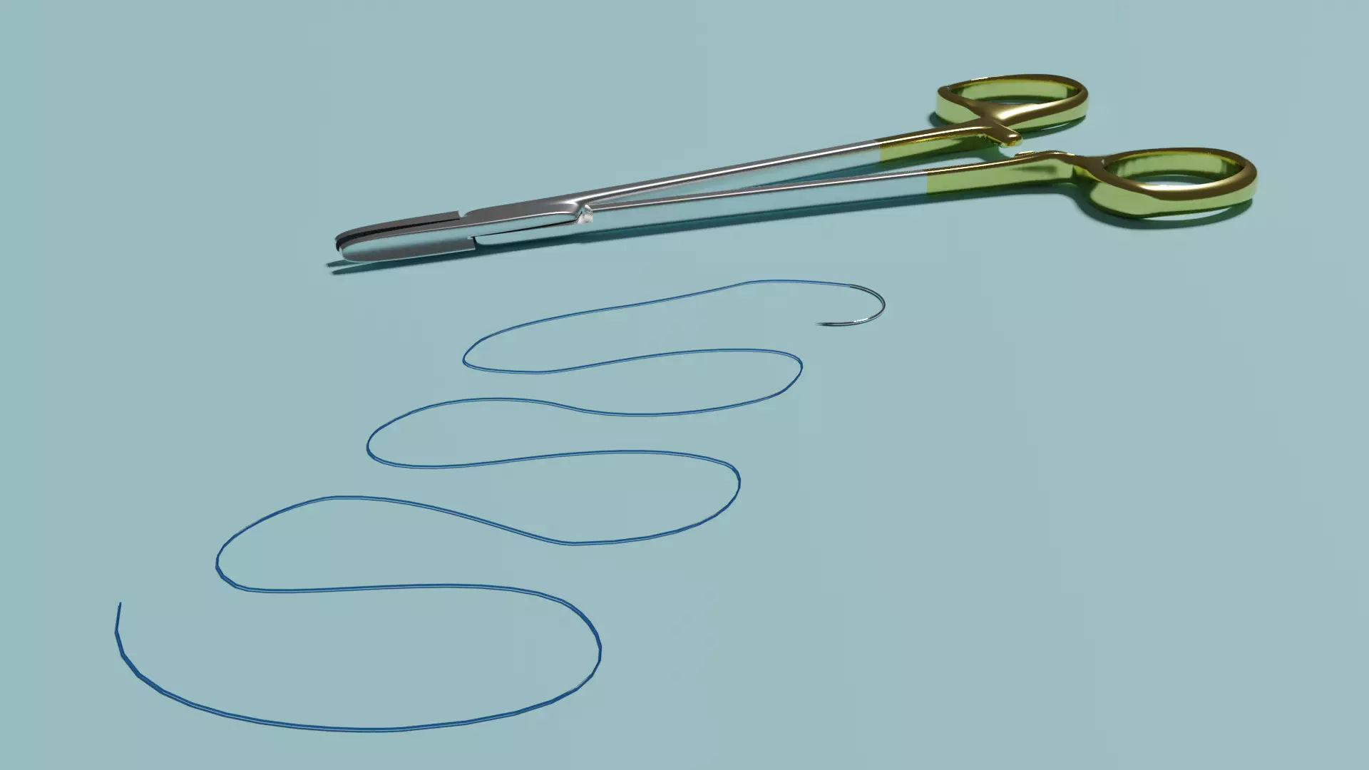 Suture forceps and needles with sutures 3D model_0