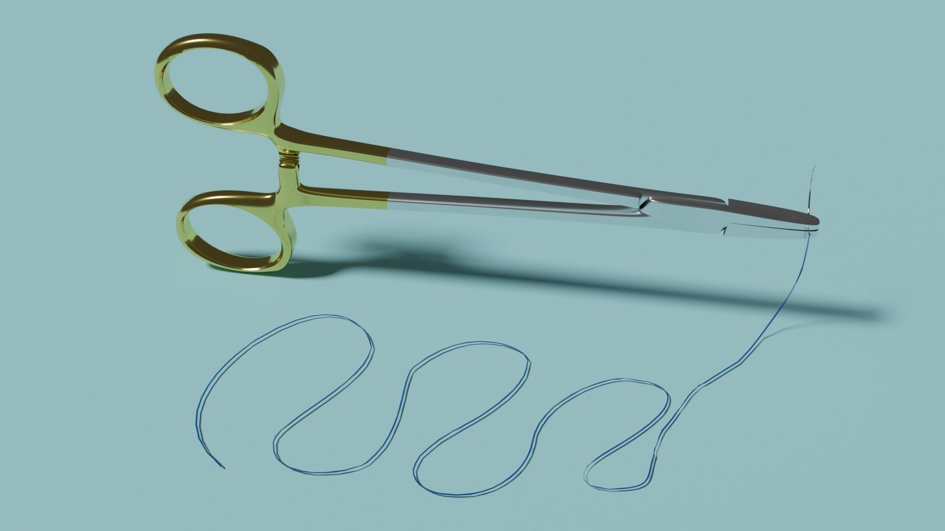 Suture forceps and needles with sutures 3D model_3