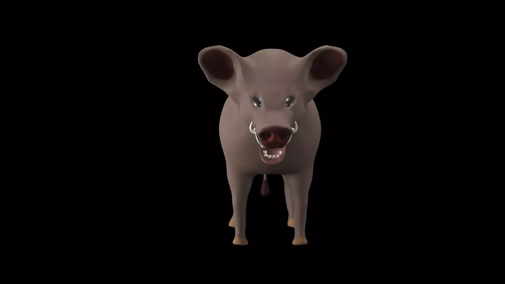 wild boar with big fangs 3D model_0