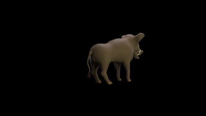 wild boar with big fangs 3D model_4