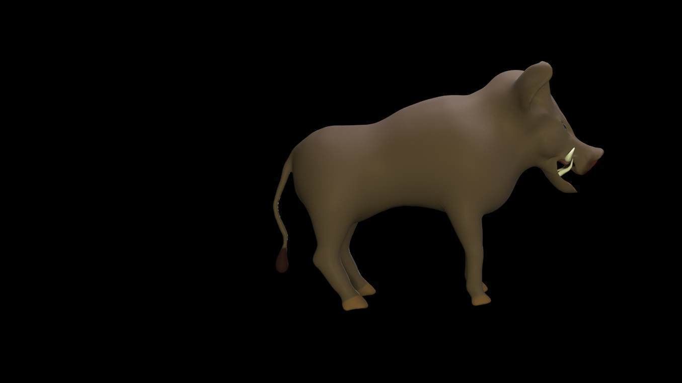 wild boar with big fangs 3D model_3