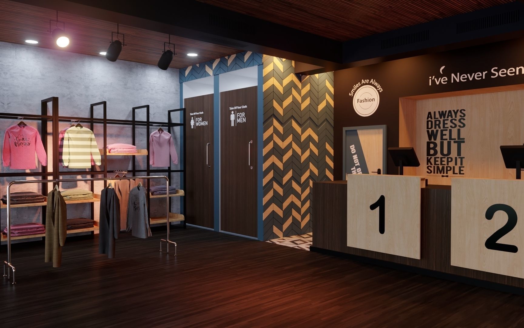 Apparel Clothing Store interior design 3D model 3D model_4