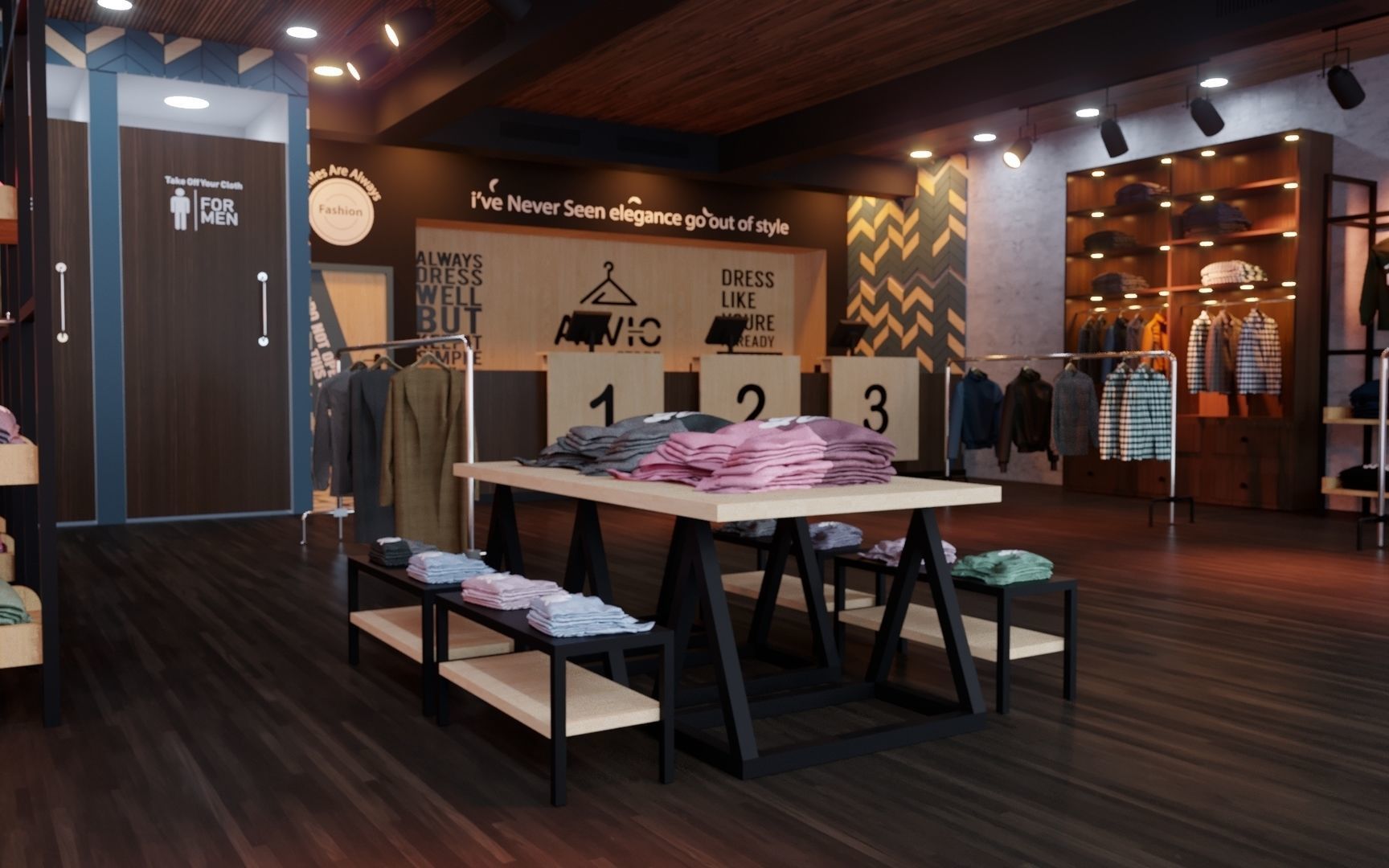 Apparel Clothing Store interior design 3D model 3D model_5
