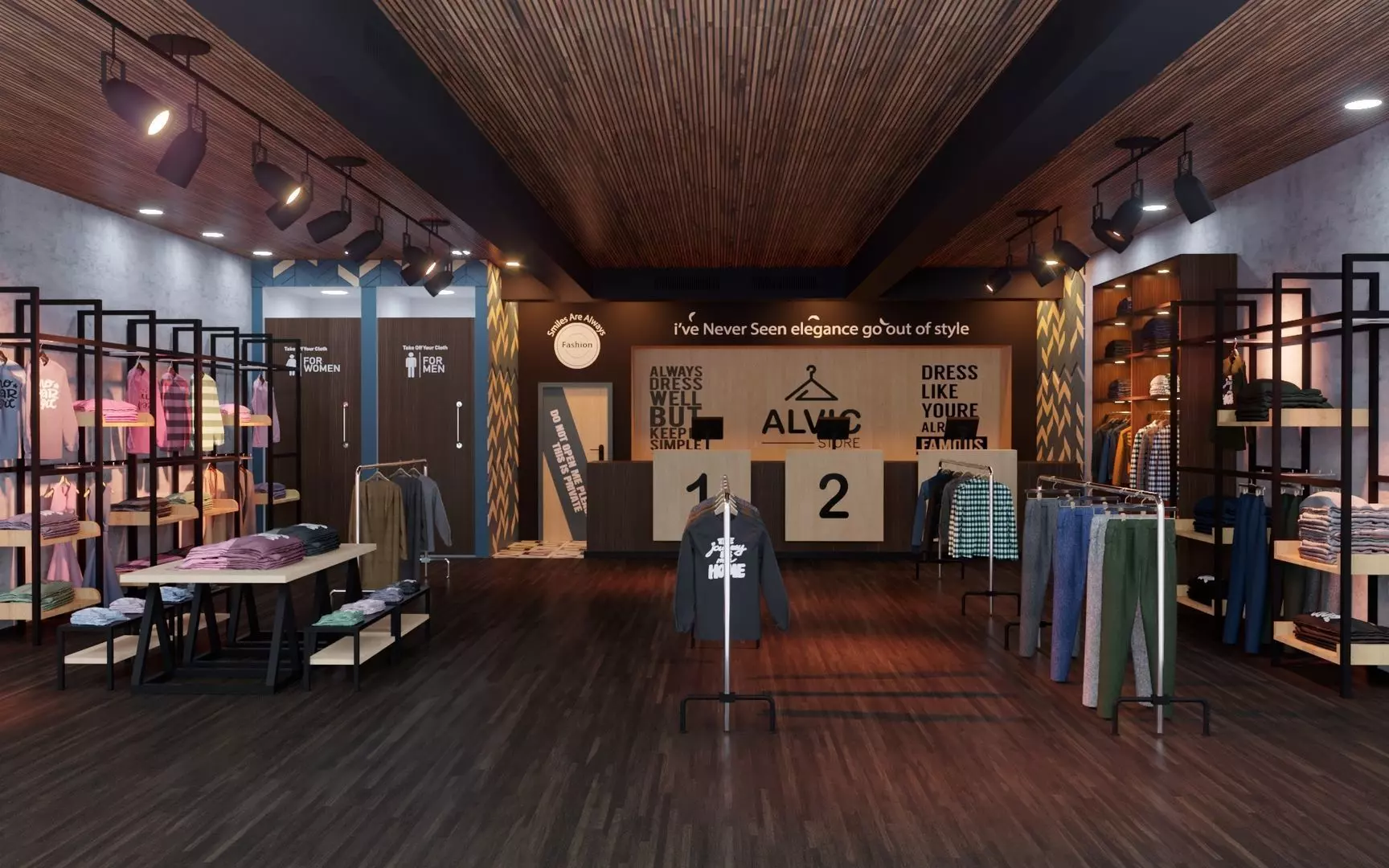 Apparel Clothing Store interior design 3D model 3D model_0