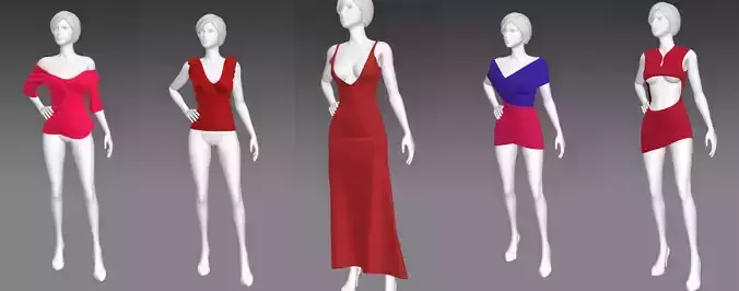 set 5 in 1 Woman pose