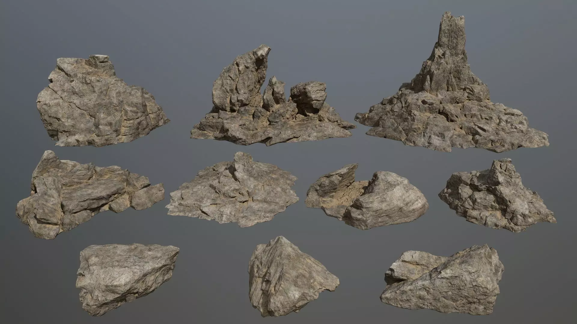desert rock set 01 Low-poly 3D model_0