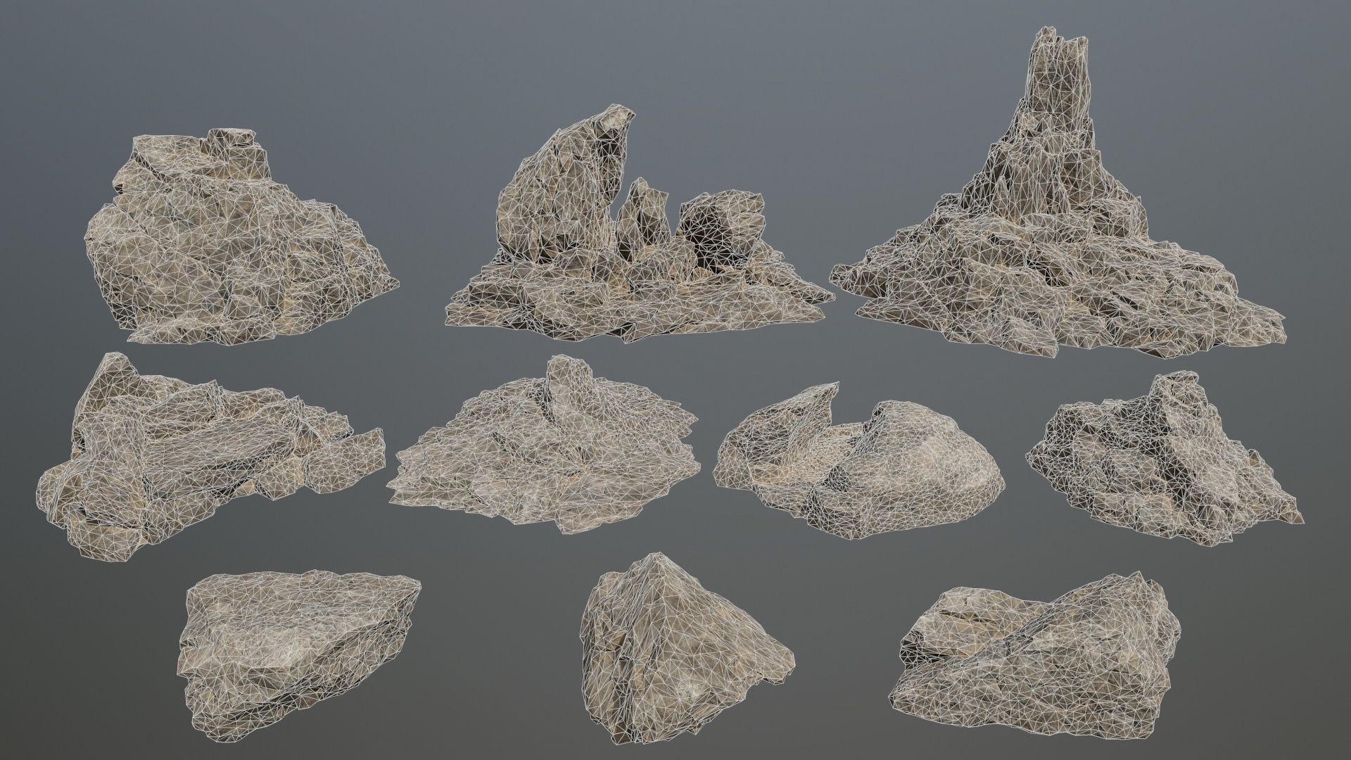 desert rock set 01 Low-poly 3D model_21