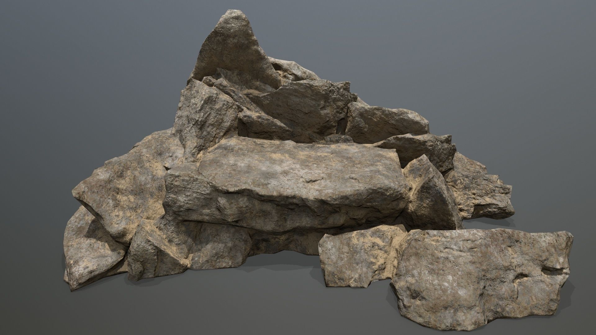 desert rock set 01 Low-poly 3D model_8