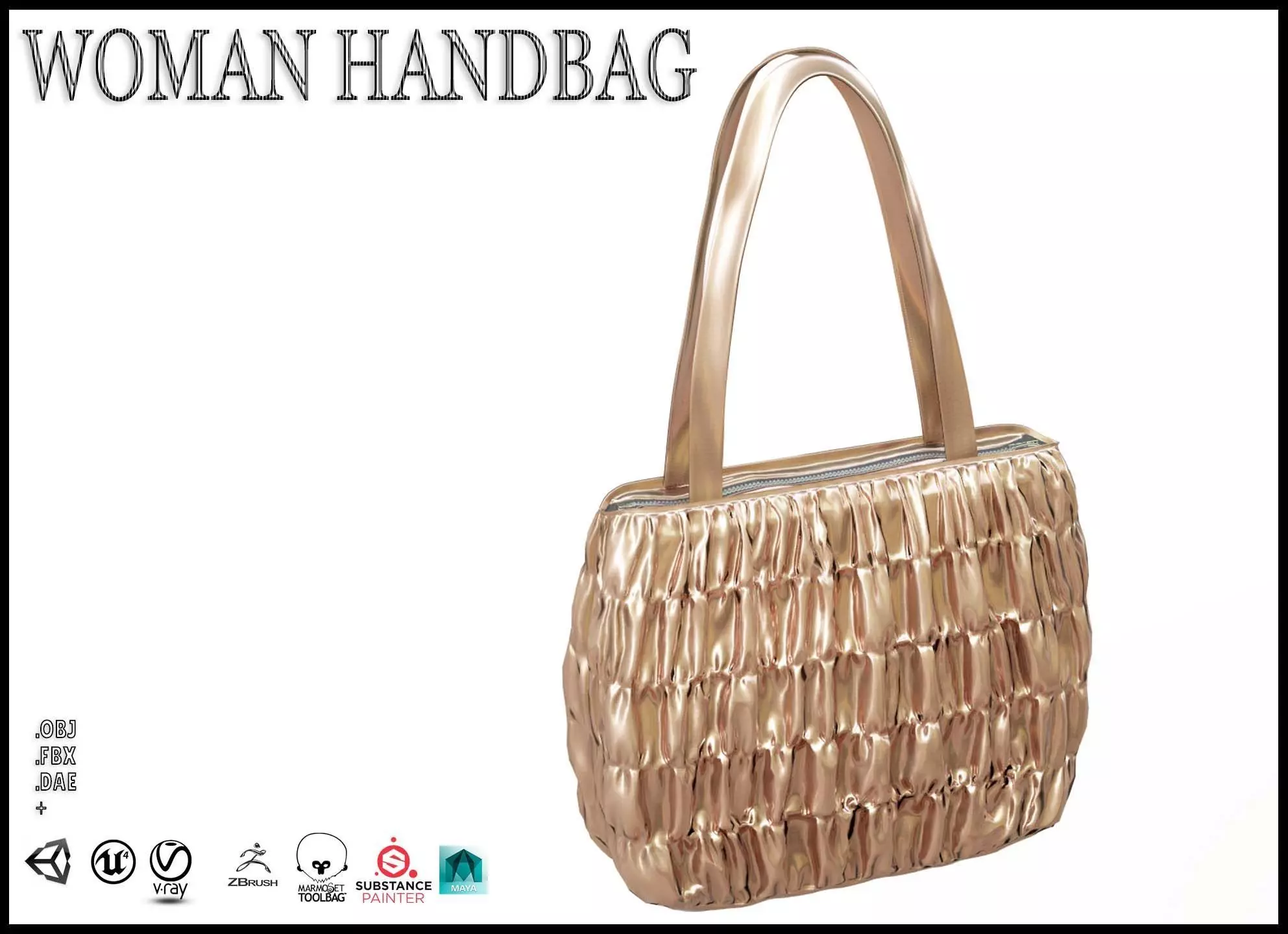Elegant Woman Handbag Low-poly 3D model_0