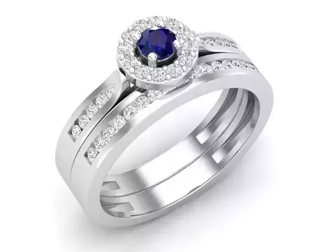 Round shape halo Diamond Ring and band for woman