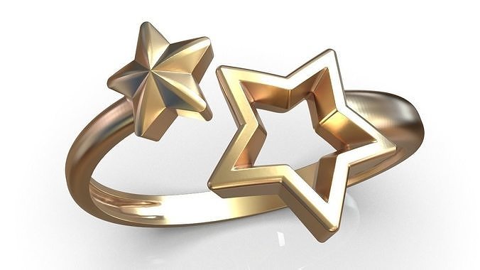 Two-star free size ring 3D model 3D printable | CGTrader