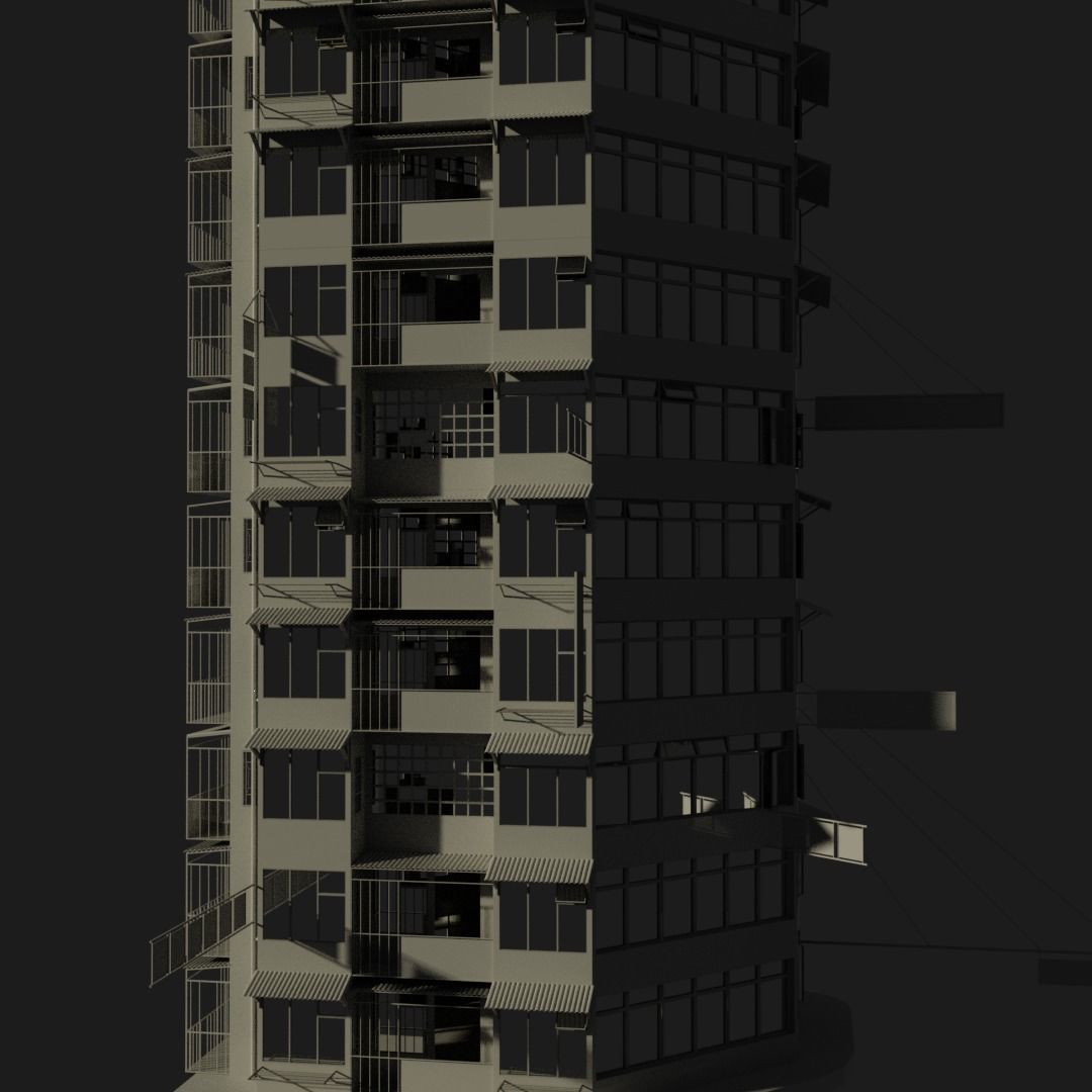 Hong Kong Building Low-poly 3D model_1