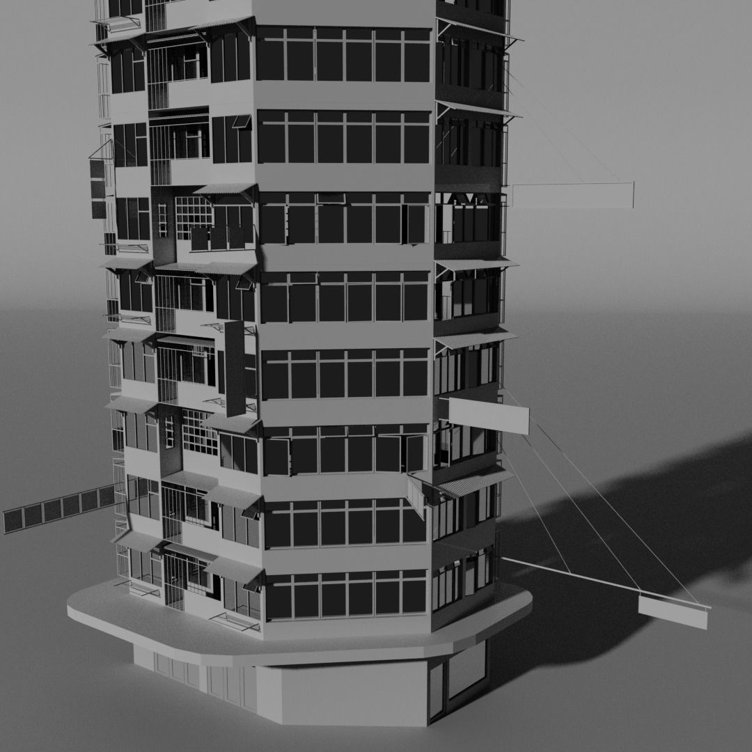 Hong Kong Building Low-poly 3D model_3