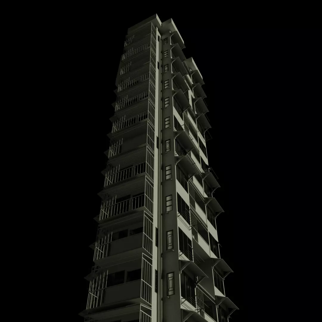 Hong Kong Building Low-poly 3D model_0