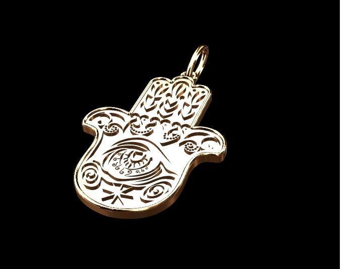 pendant hamsa in gold 3D model_1