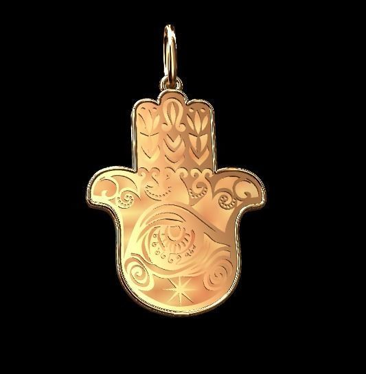 pendant hamsa in gold 3D model_2