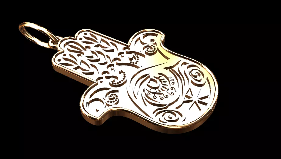 pendant hamsa in gold 3D model_0