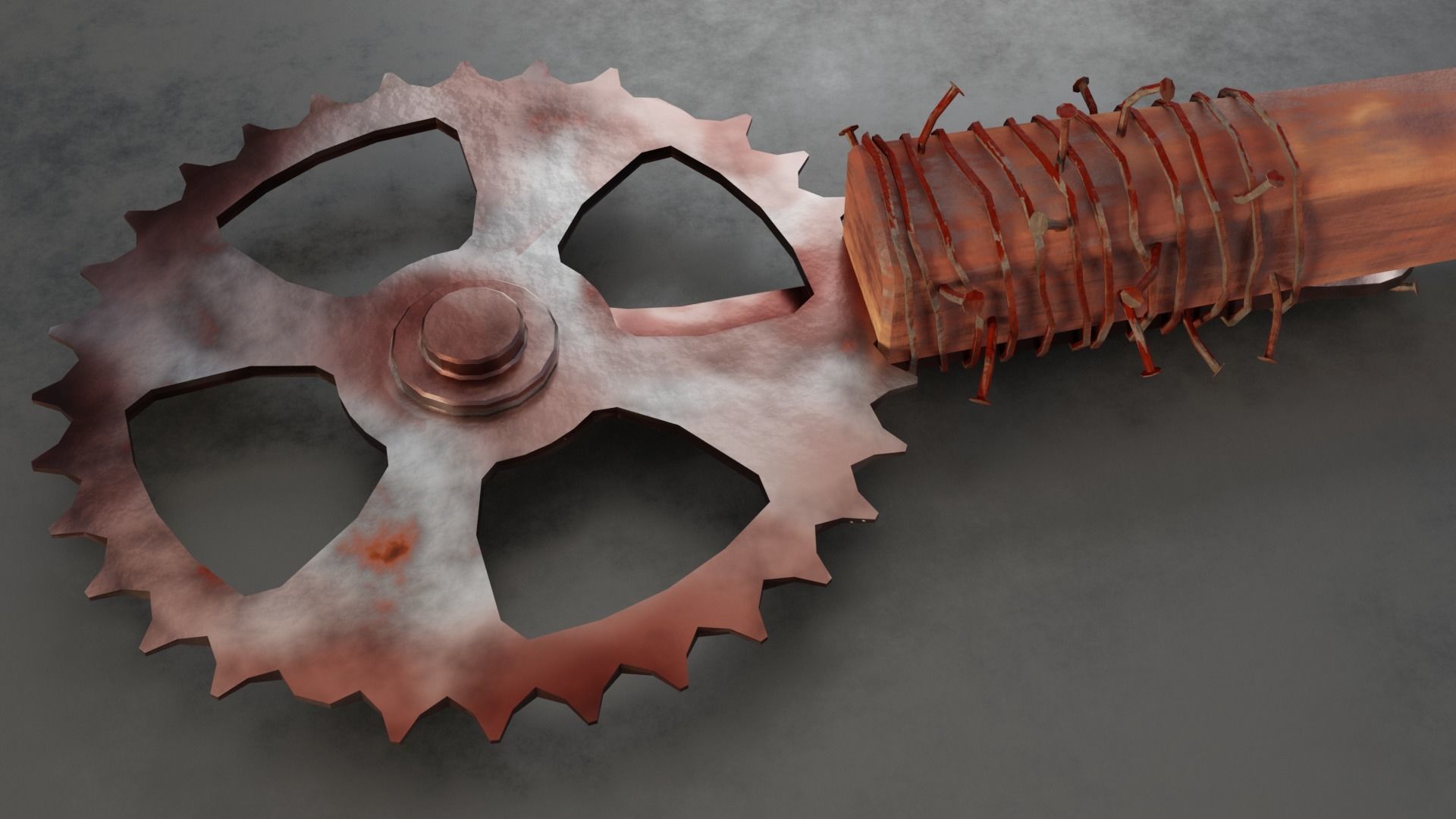 Apocalyptic handmade weapons Low-poly 3D model_3