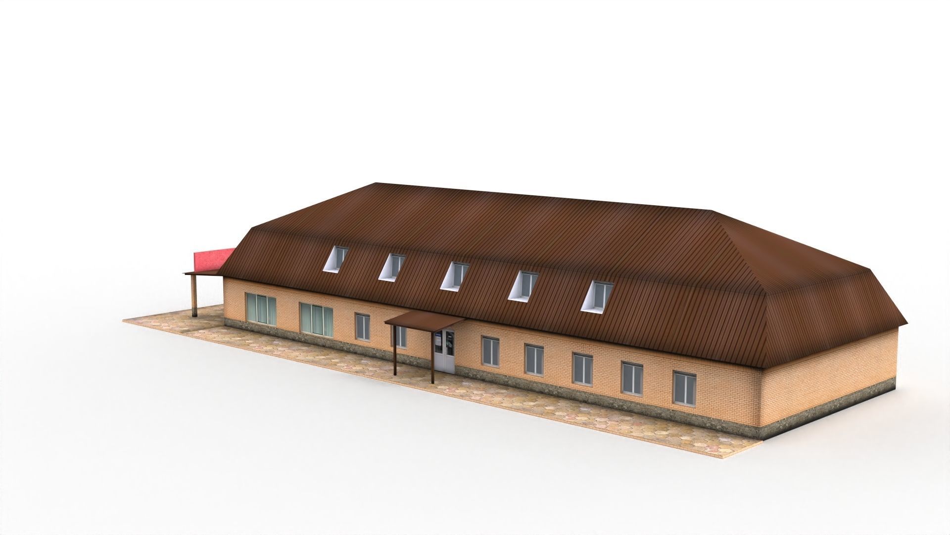 Roadside motel Free low-poly 3D model_2