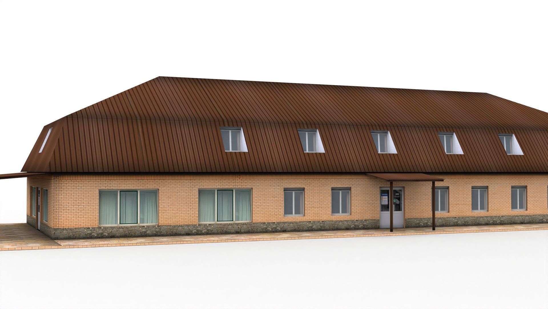 Roadside motel Free low-poly 3D model_7