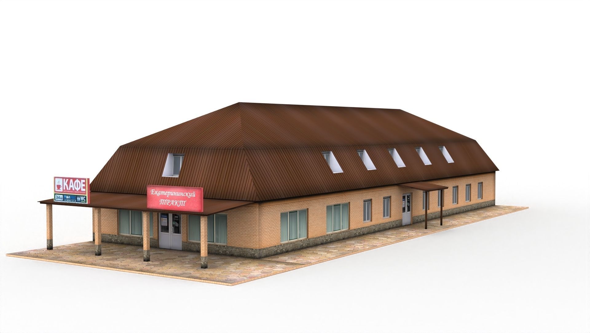 Roadside motel Free low-poly 3D model_0