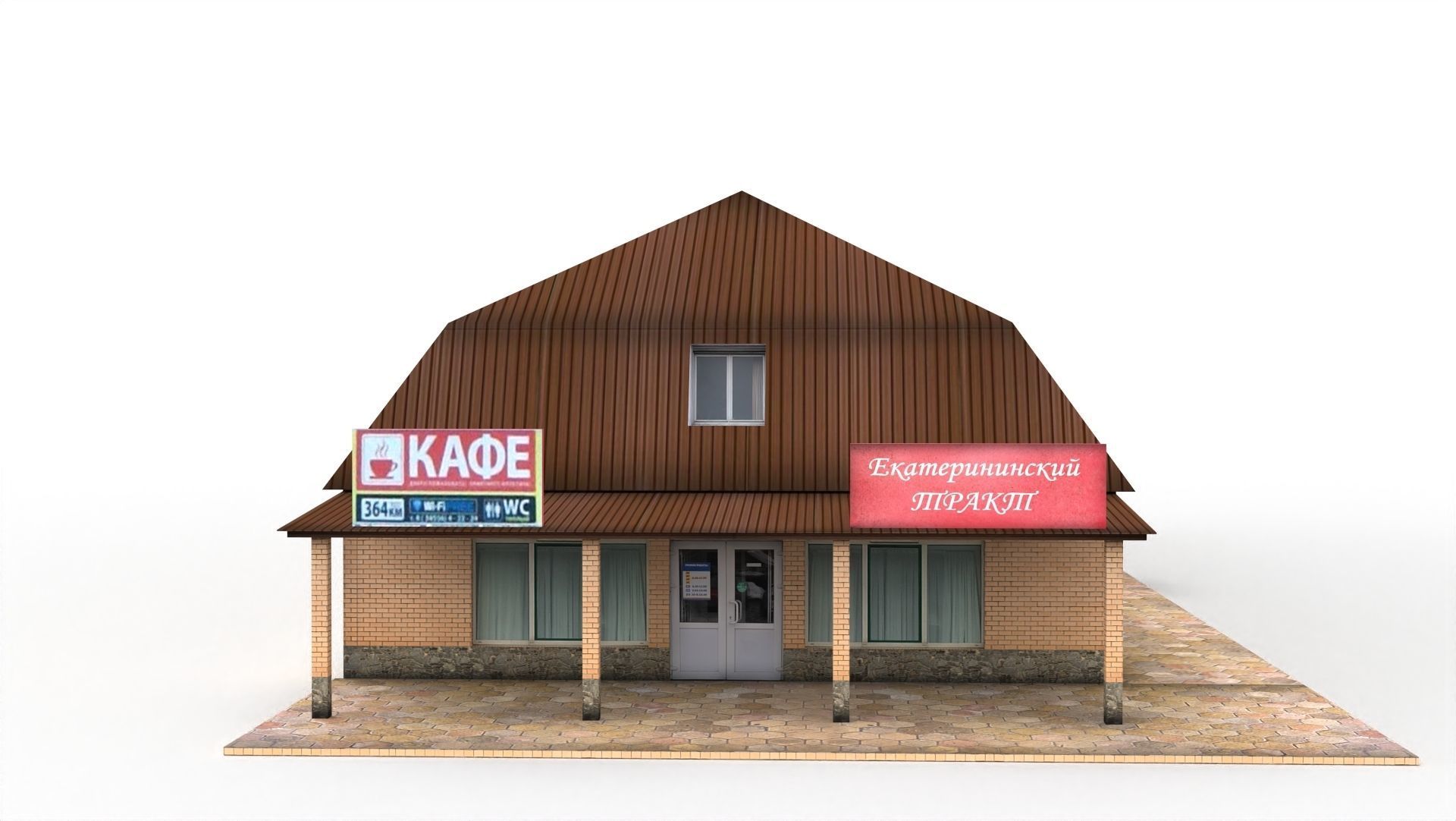 Roadside motel Free low-poly 3D model_6