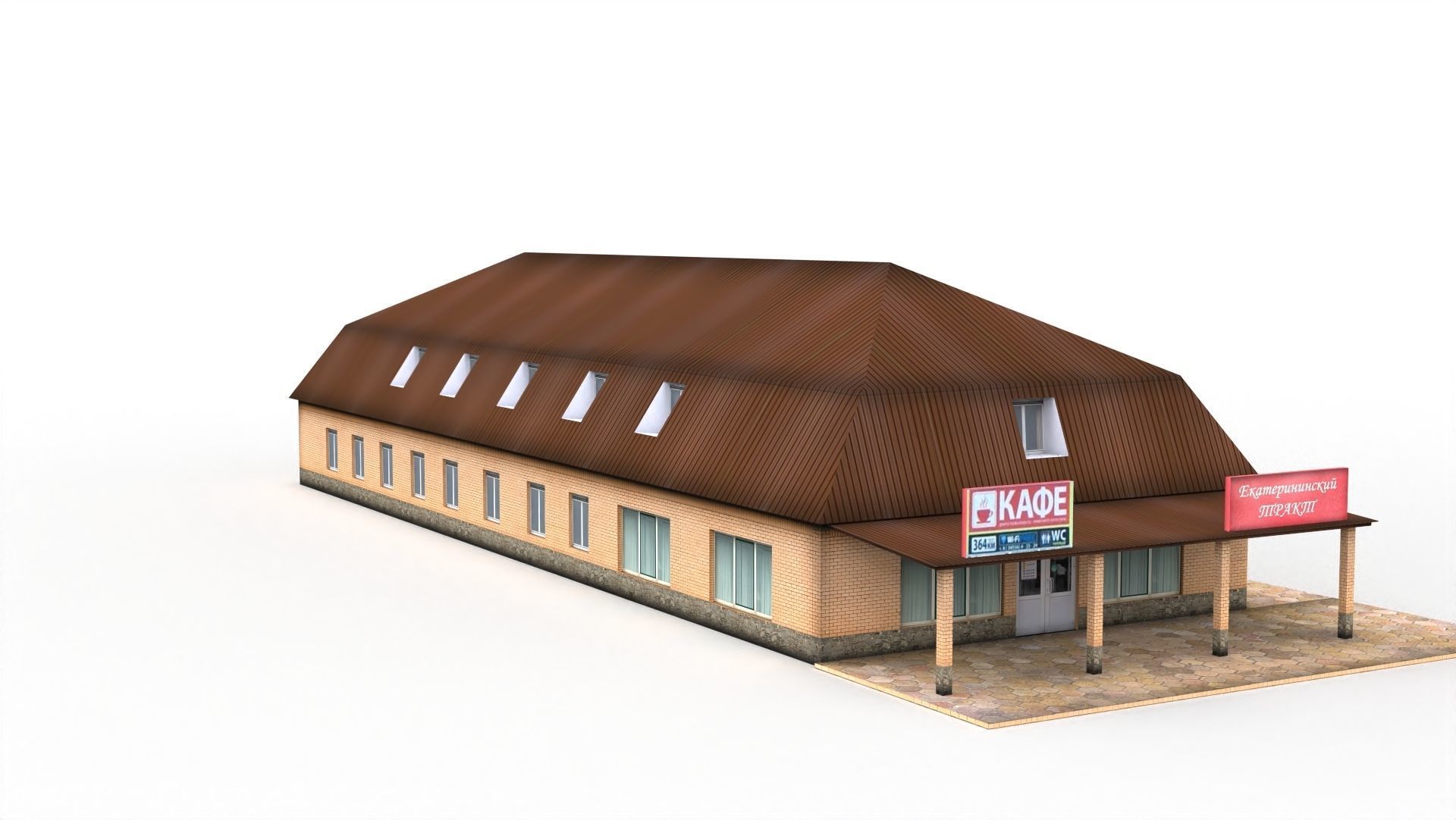 Roadside motel Free low-poly 3D model_5