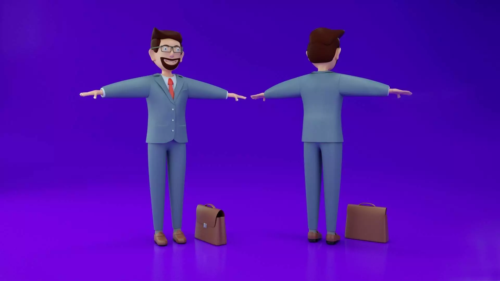 Businessman Cartoon Character Illustration 3D model_0