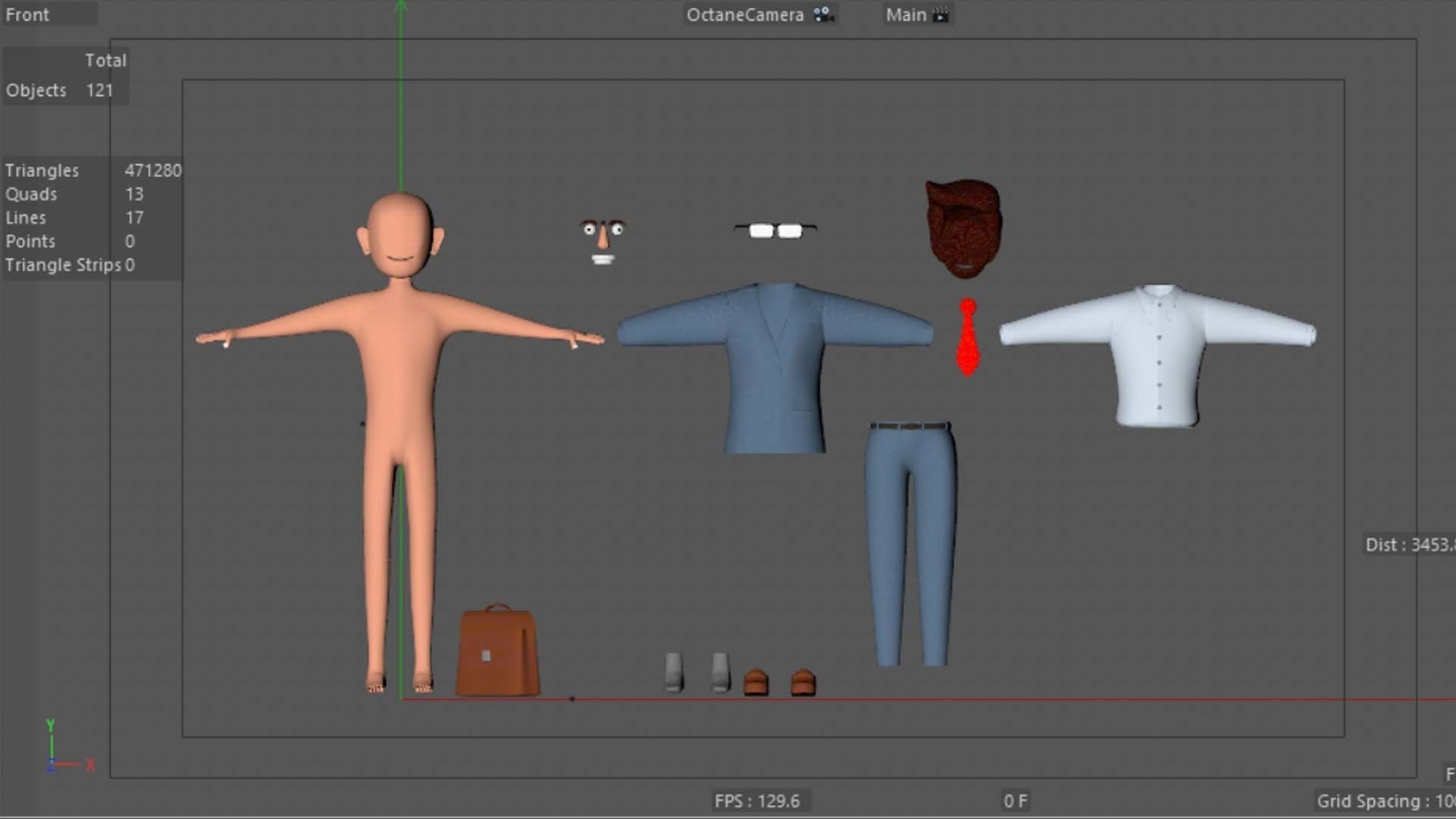 Businessman Cartoon Character Illustration 3D model_6