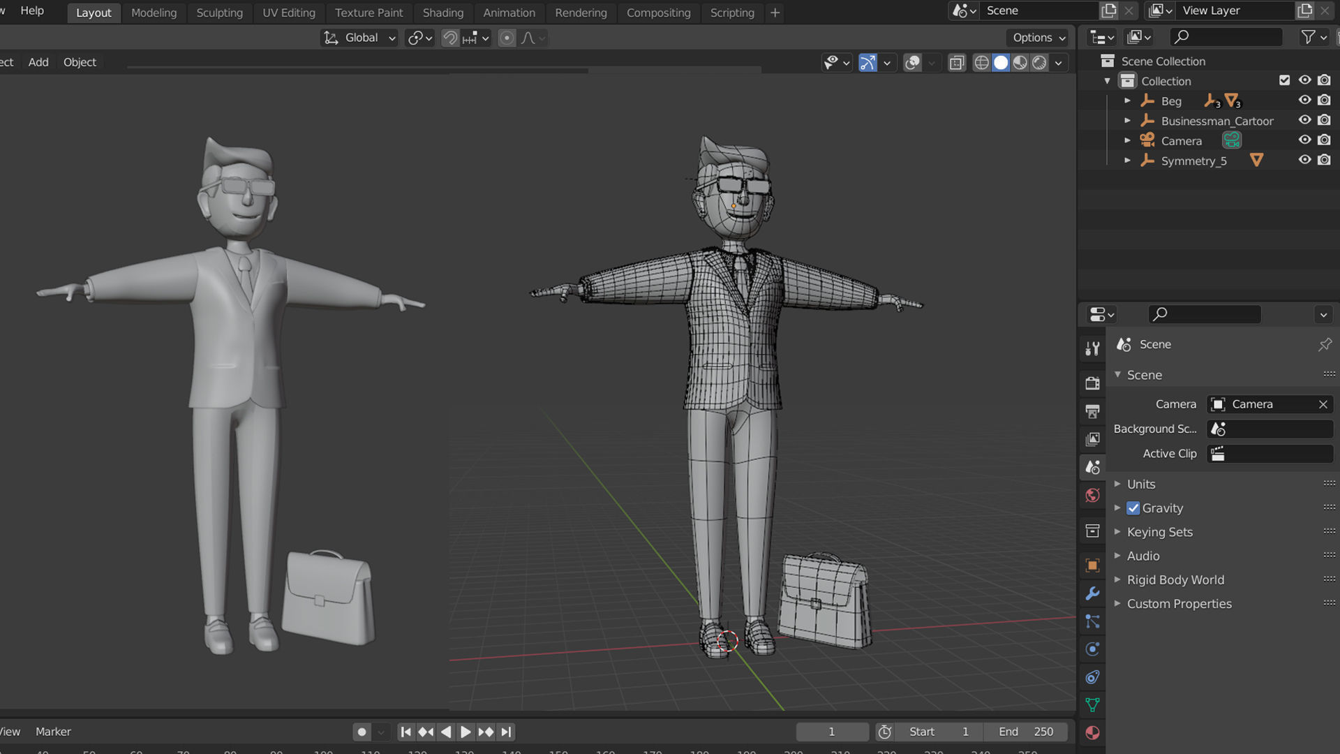 Businessman Cartoon Character Illustration 3D model_2