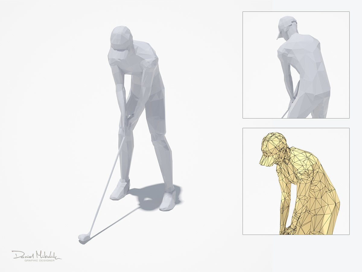 Golf Pose Sport Character
