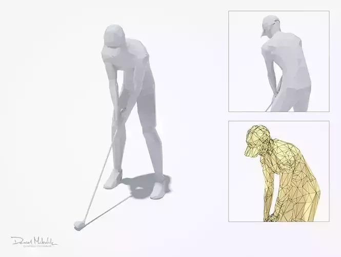 Golf Pose Sport Character Low-poly 3D model