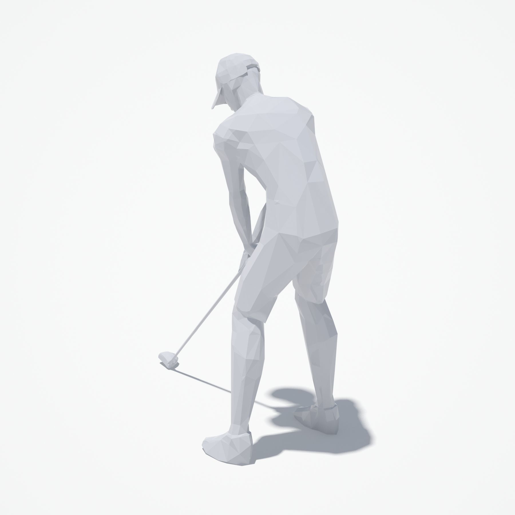 Golf Pose Sport Character Low-poly 3D model_3