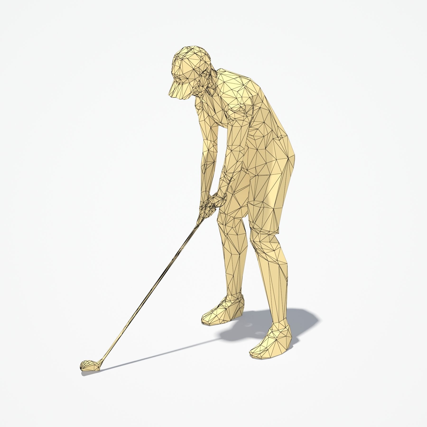 Golf Pose Sport Character Low-poly 3D model_4