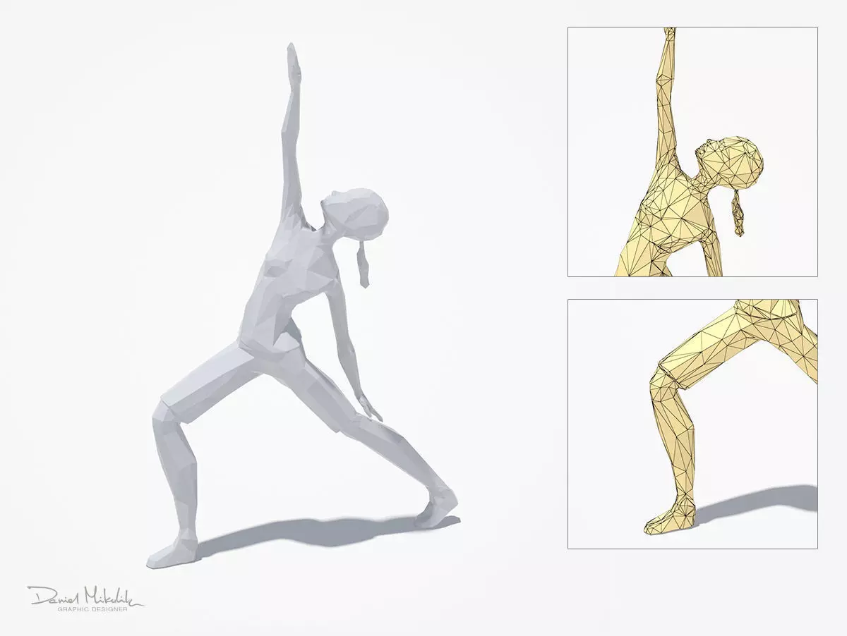 Yoga Pose Low-poly 3D model_0