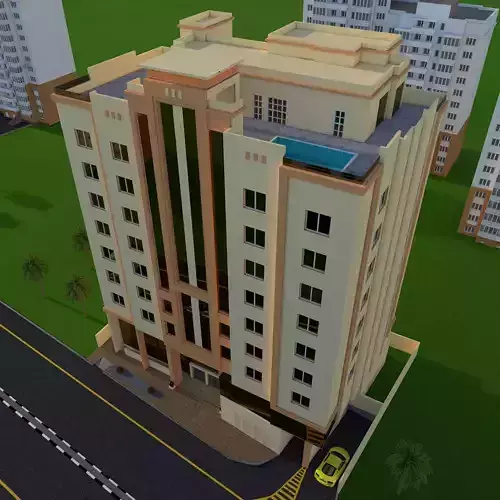 Hotel apartment building in city