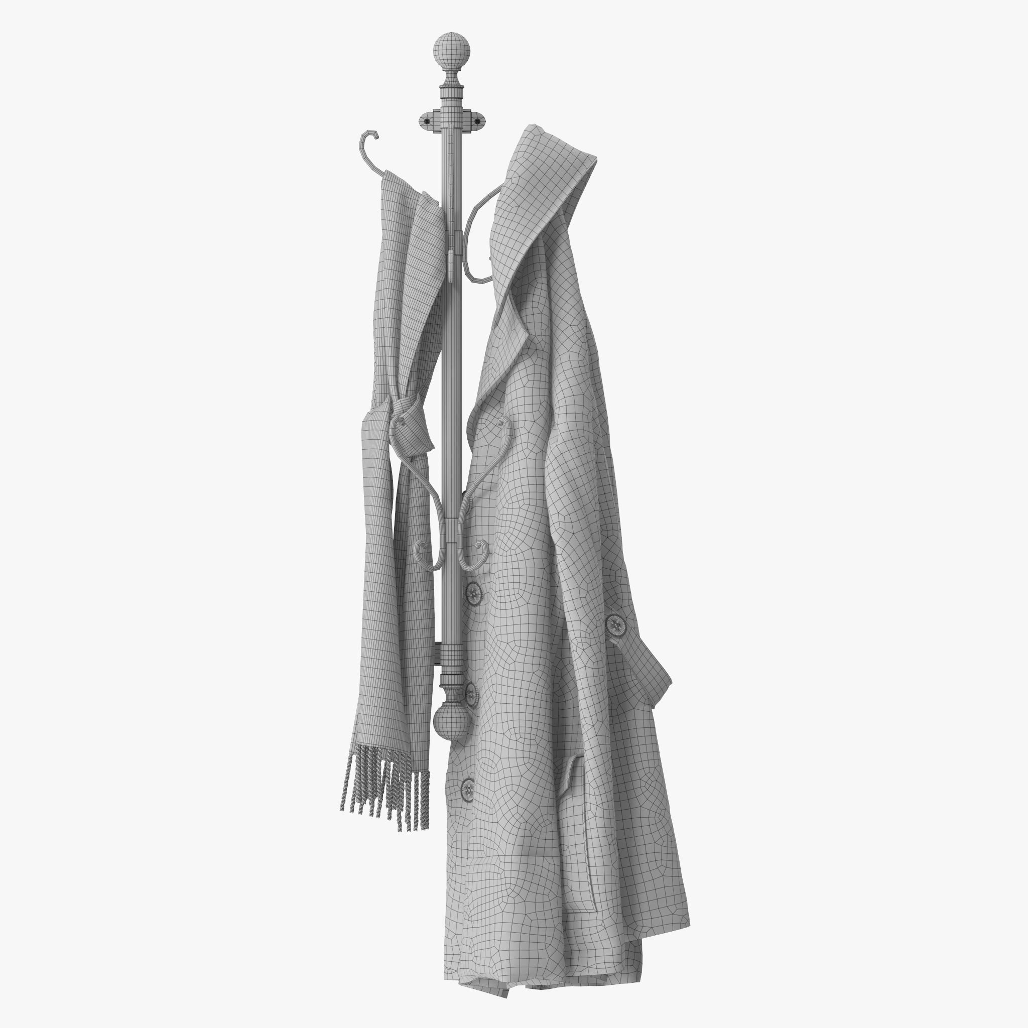 Wall Mounted Coat Rack 3D model_10