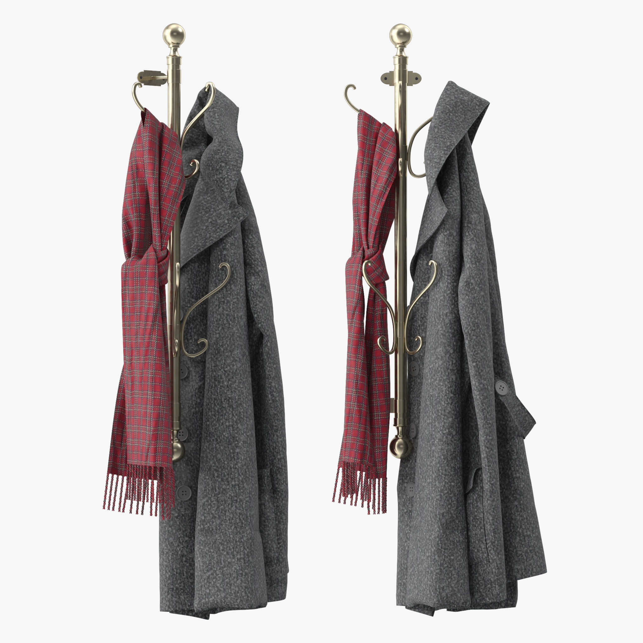 Wall Mounted Coat Rack 3D model_1