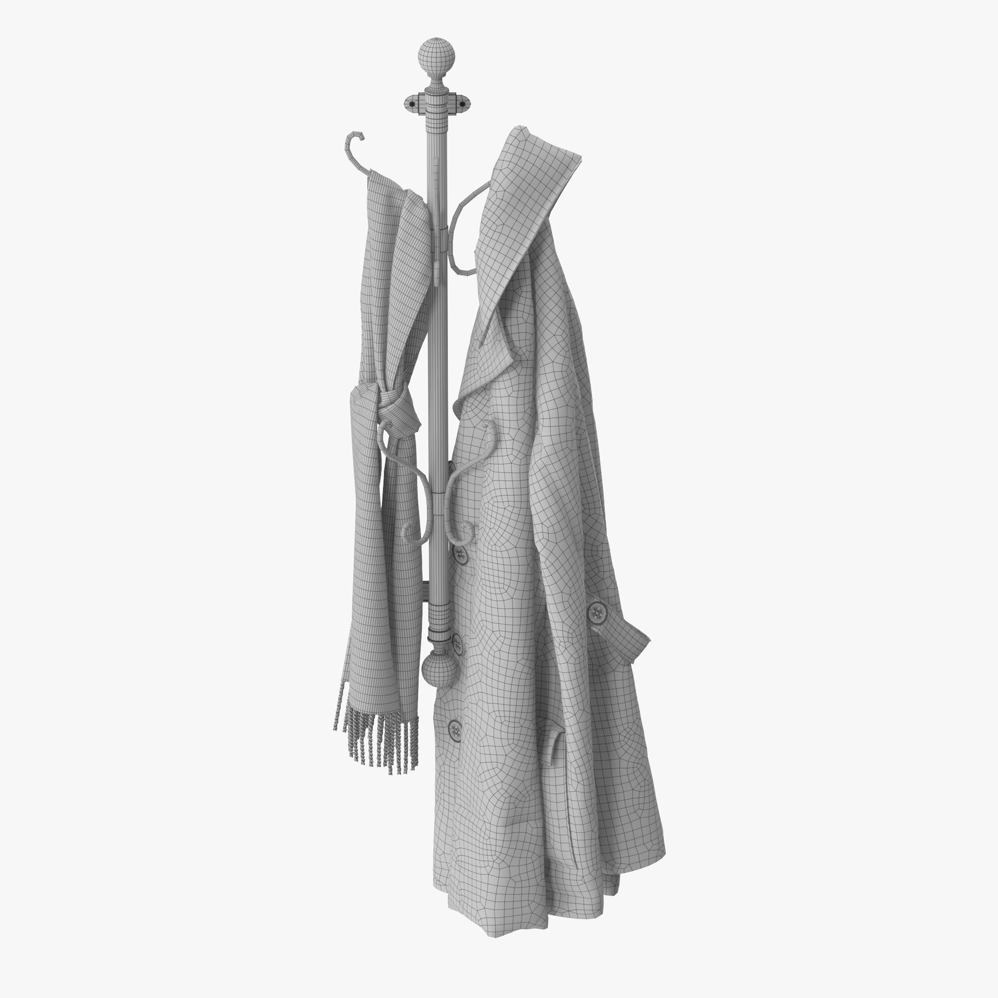 Wall Mounted Coat Rack 3D model_12