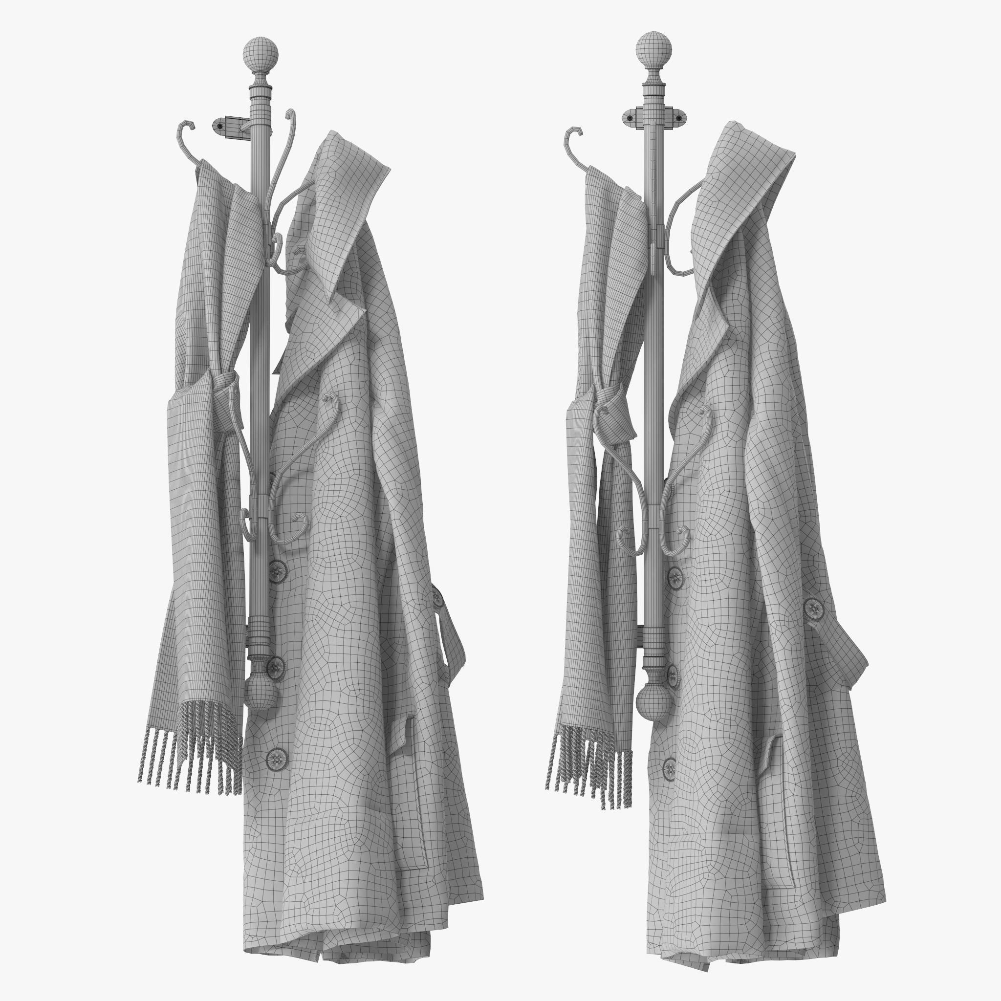 Wall Mounted Coat Rack 3D model_9