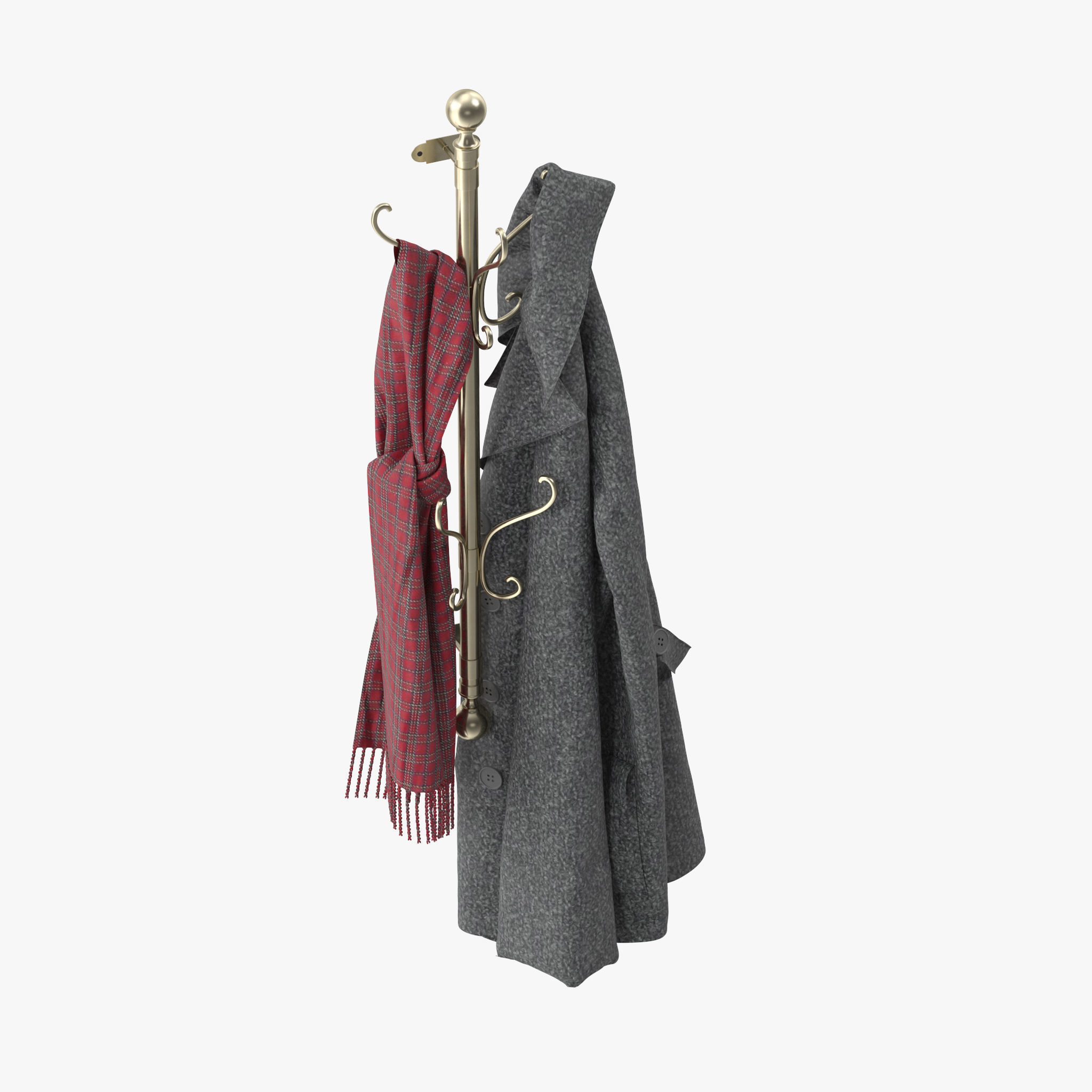 Wall Mounted Coat Rack 3D model_4