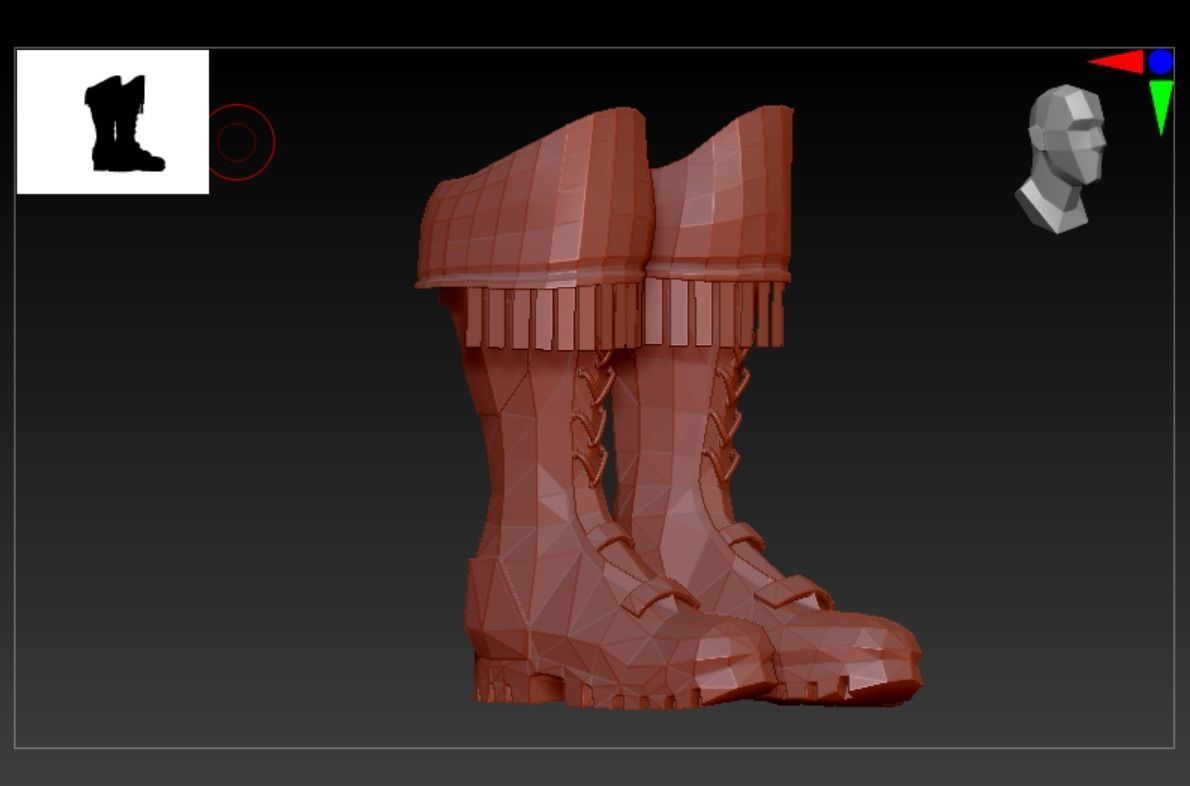 DTS-Model01-Boots2A scottish boots Low-poly 3D model_6