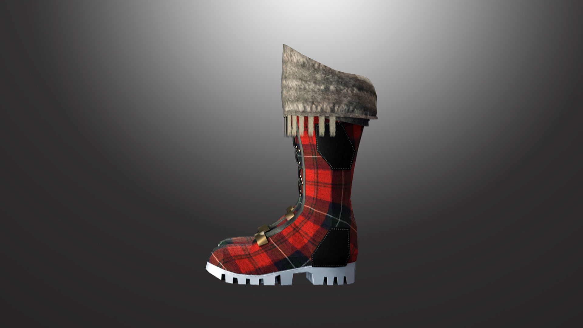 DTS-Model01-Boots2A scottish boots Low-poly 3D model_4