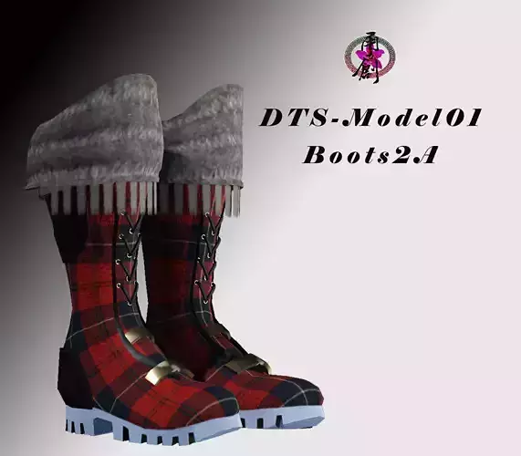 DTS-Model01-Boots2A scottish boots Low-poly 3D model