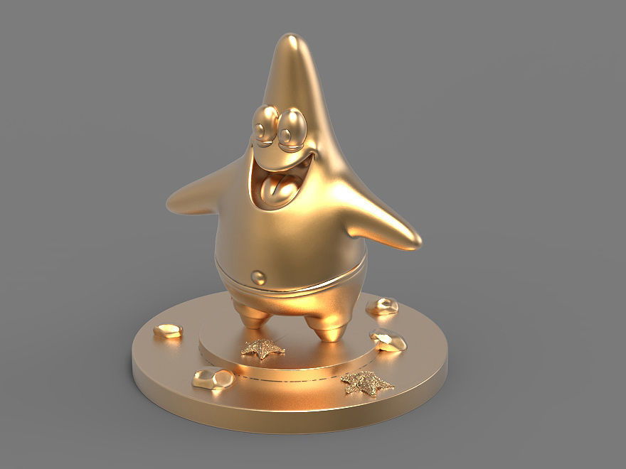 Patrick Star Statue printable gold silver 3D model print 3D print model_5