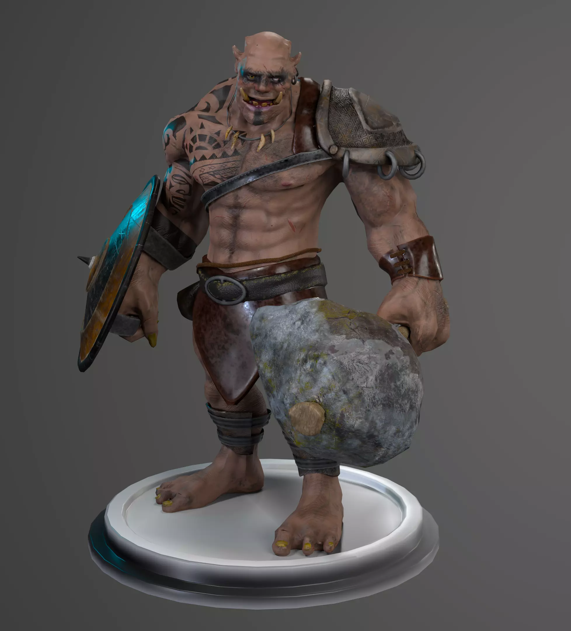 Orc fantasy Game ready Character Low-poly 3D model_0